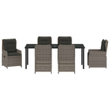 Garden Dining Set 7 pcs Grey Poly Rattan - Close-Up Angle