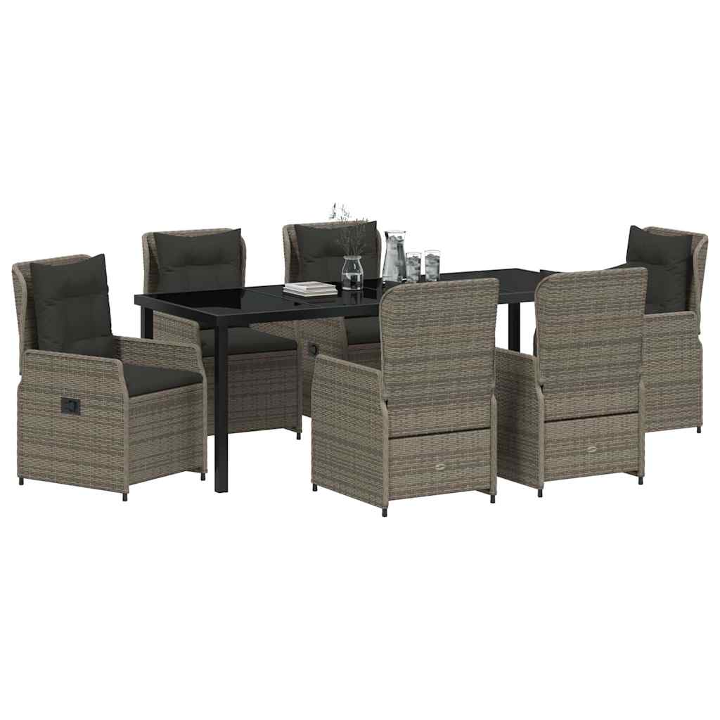 Garden Dining Set 7 pcs Grey Poly Rattan