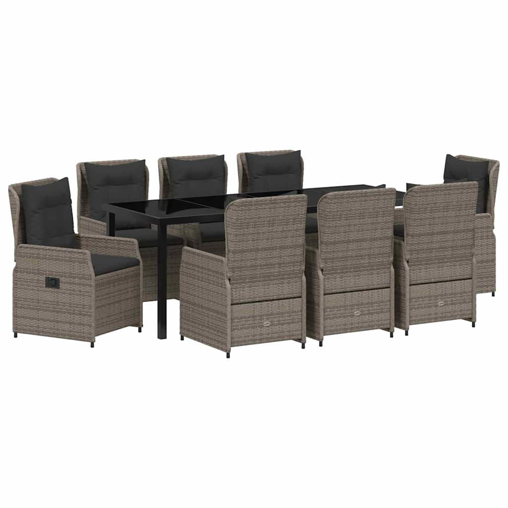 Garden Dining Set 9 pcs Grey Poly Rattan