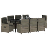 Garden Dining Set 9 pcs Grey Poly Rattan - Side View