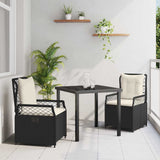 Garden Dining Set 3 pcs Black Poly Rattan