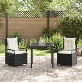 Garden Dining Set 3 pcs Black Poly Rattan