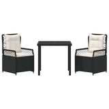 Garden Dining Set 3 pcs Black Poly Rattan