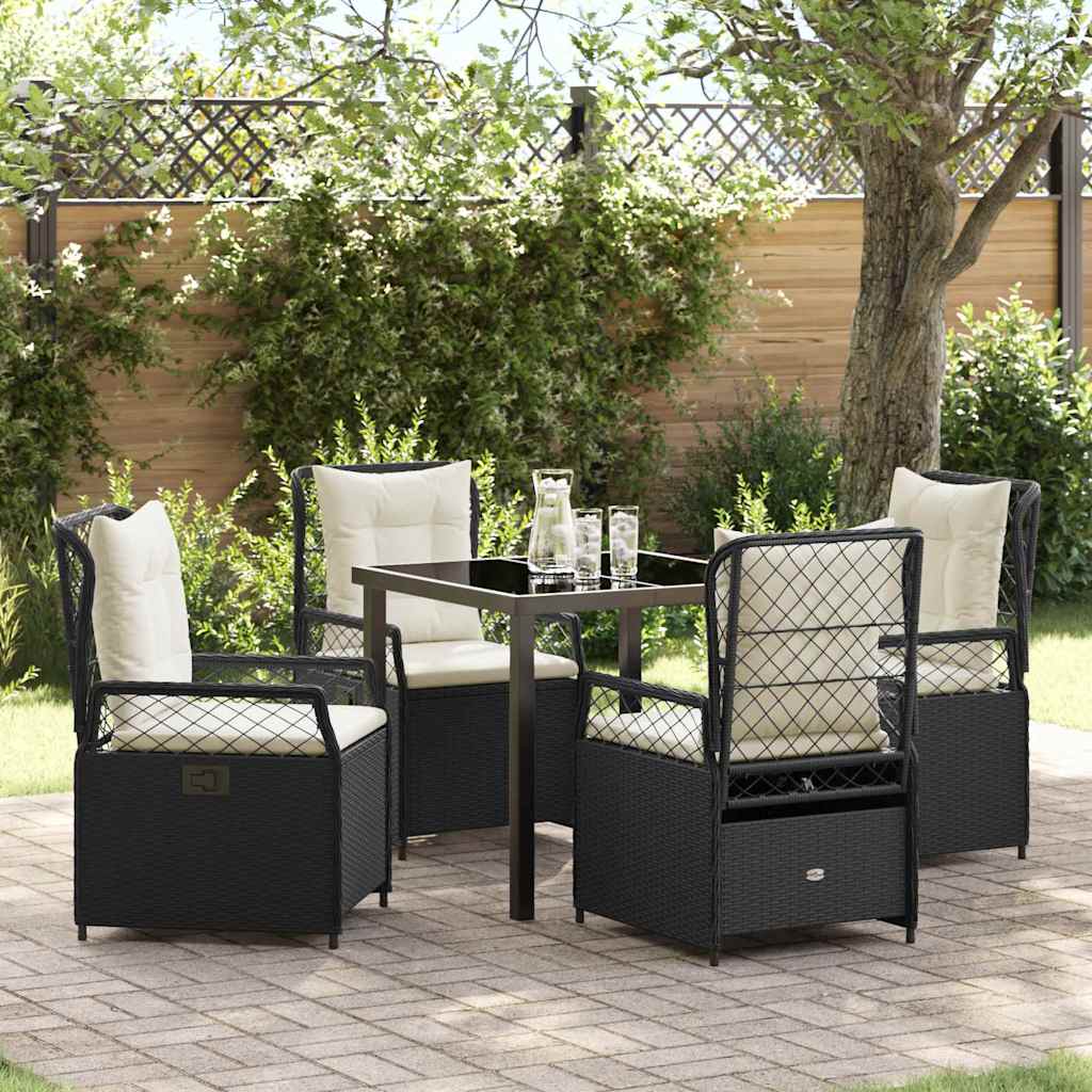 Garden Dining Set 5 pcs Black Poly Rattan