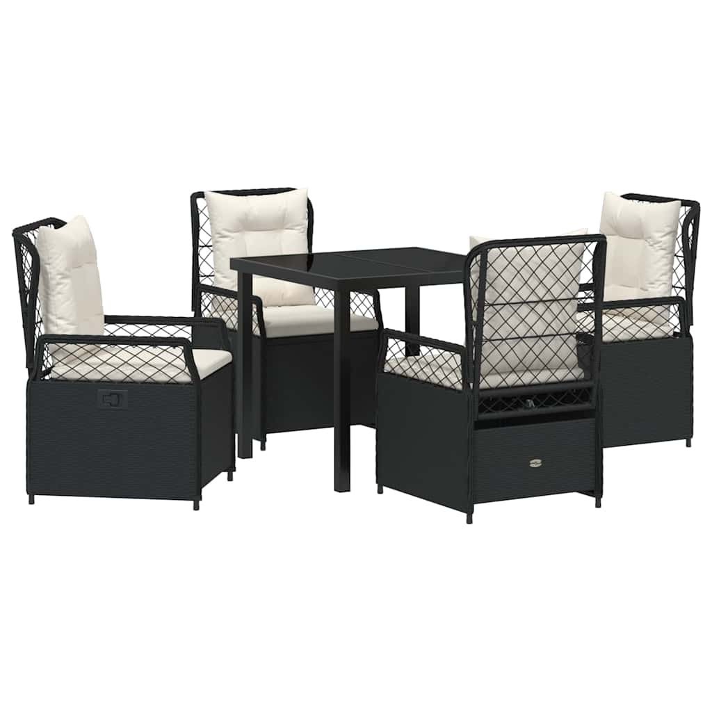 Garden Dining Set 5 pcs Black Poly Rattan