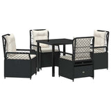 Garden Dining Set 5 pcs Black Poly Rattan