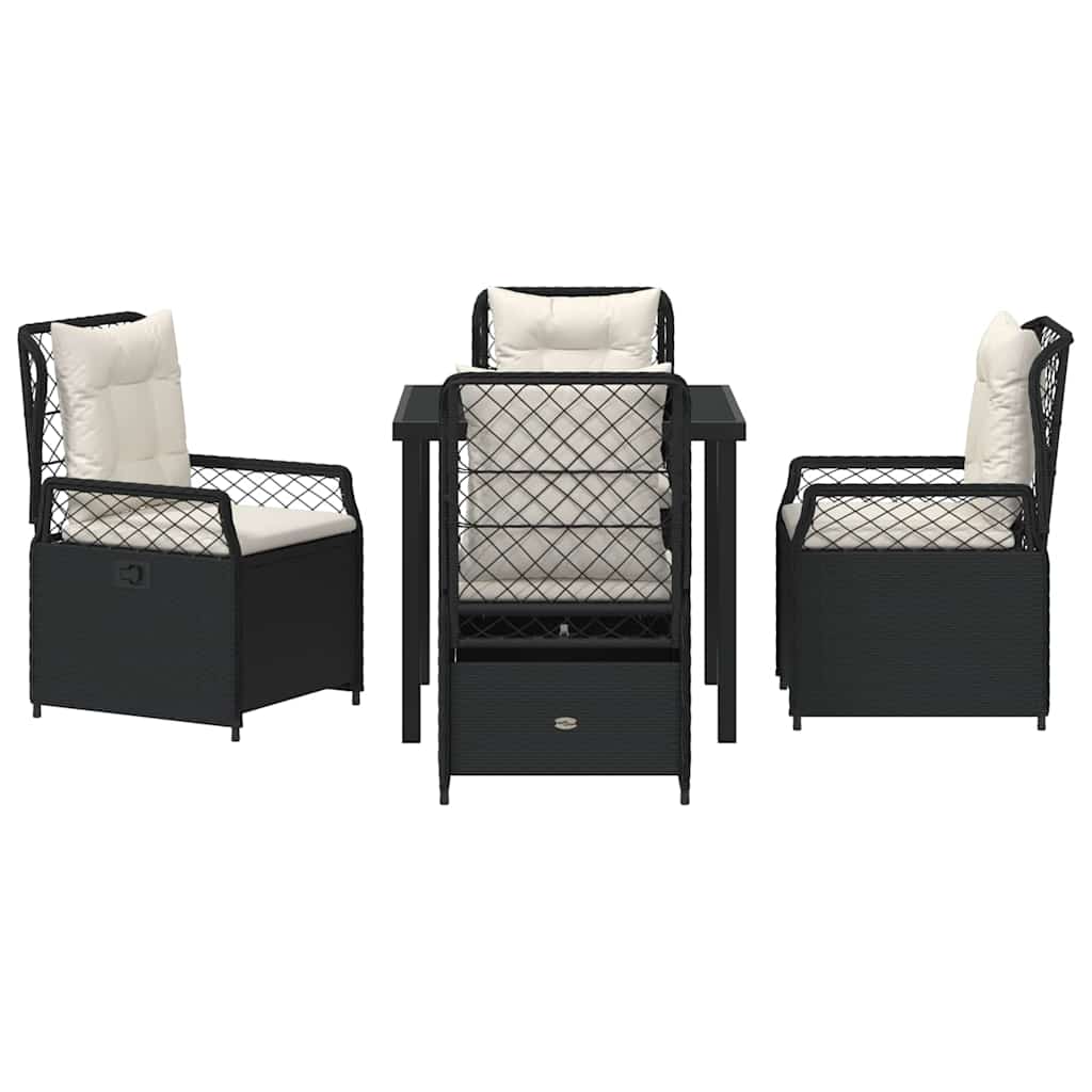 Garden Dining Set 5 pcs Black Poly Rattan