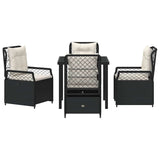 Garden Dining Set 5 pcs Black Poly Rattan - Close-Up Angle
