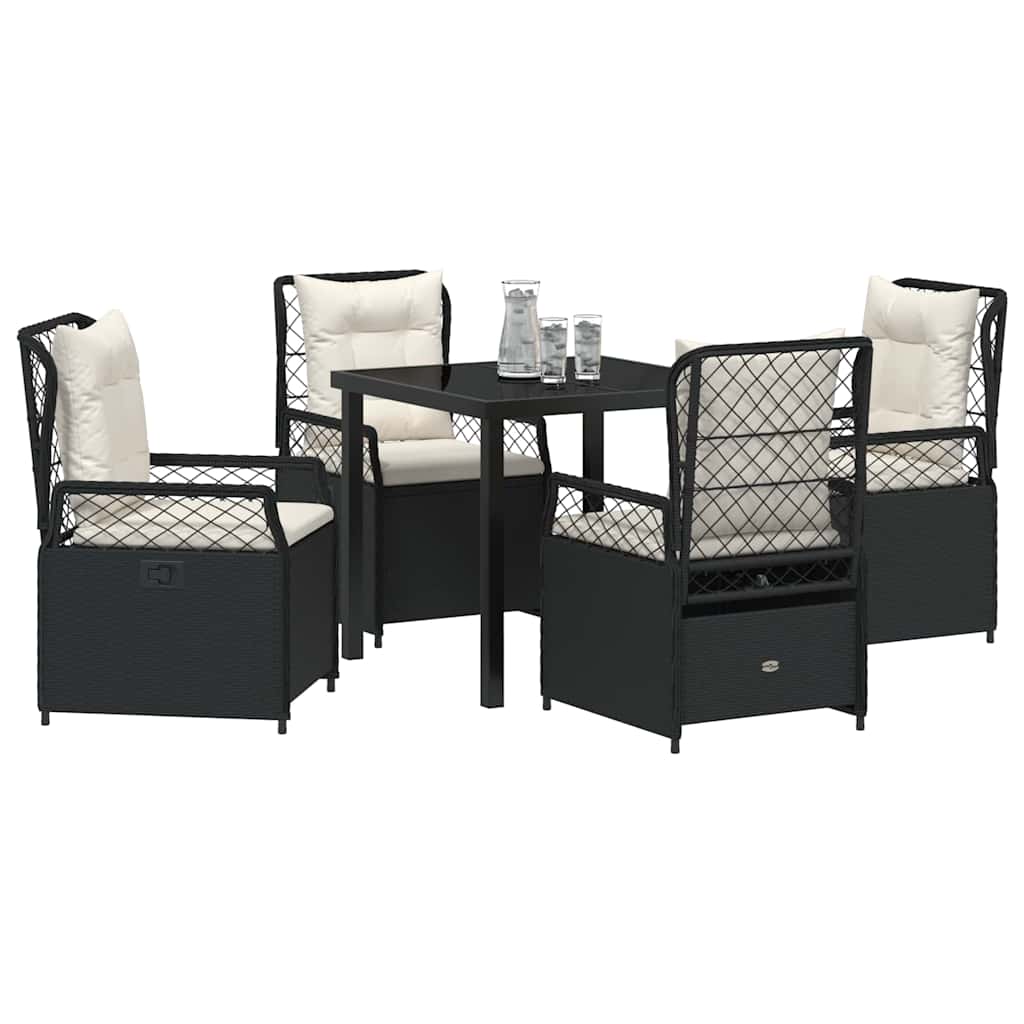 Garden Dining Set 5 pcs Black Poly Rattan