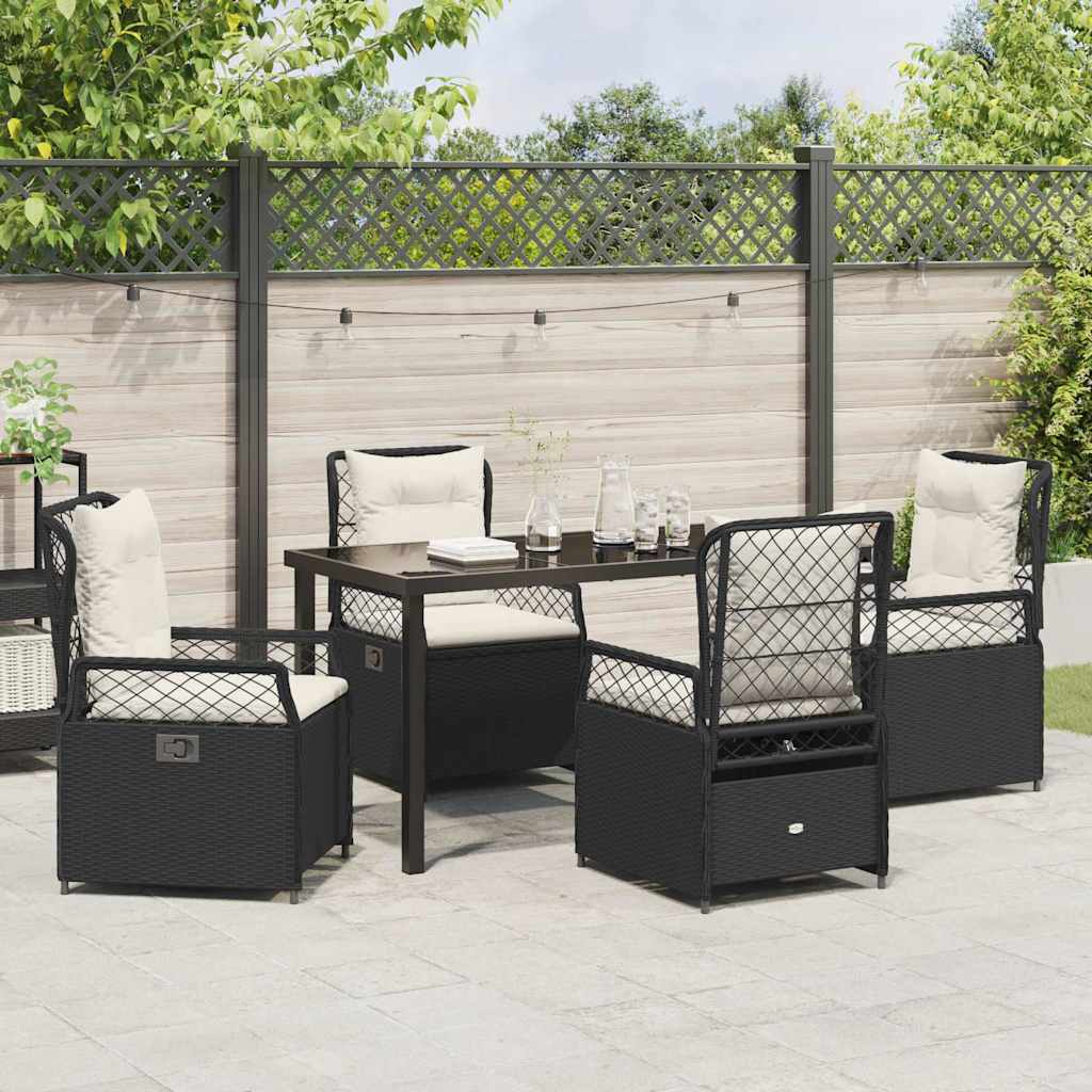Garden Dining Set 5 pcs Black Poly Rattan