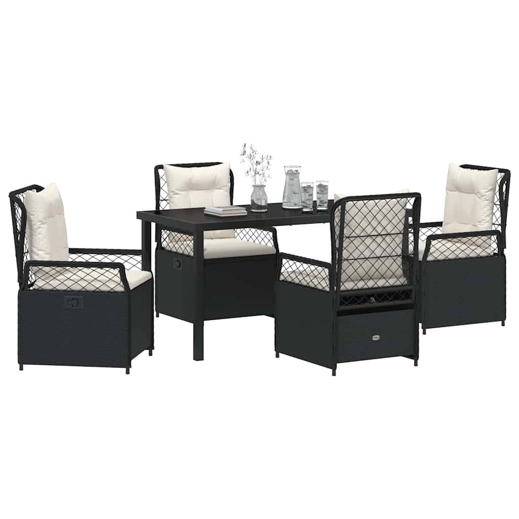 Garden Dining Set 5 pcs Black Poly Rattan