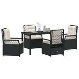 Garden Dining Set 5 pcs Black Poly Rattan - Side View