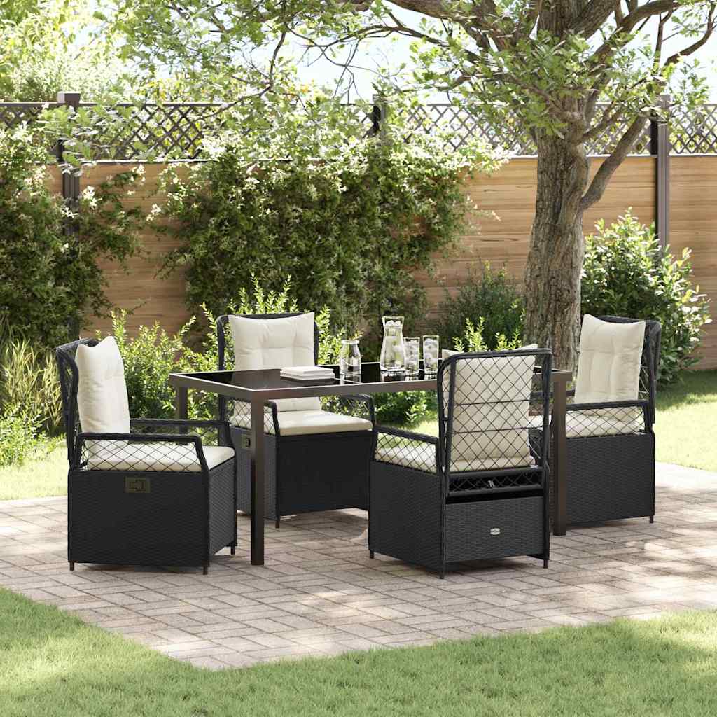 Garden Dining Set 5 pcs Black Poly Rattan