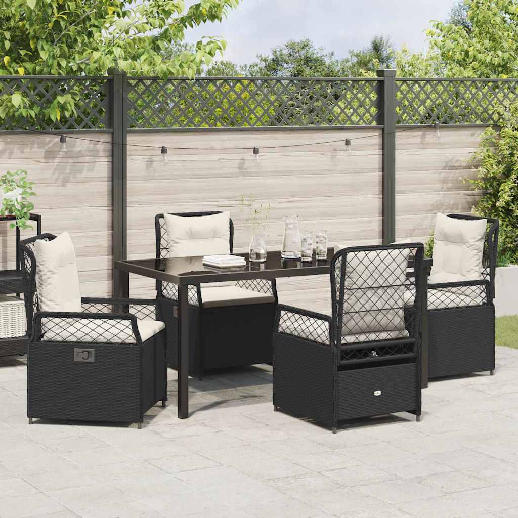 Garden Dining Set 5 pcs Black Poly Rattan