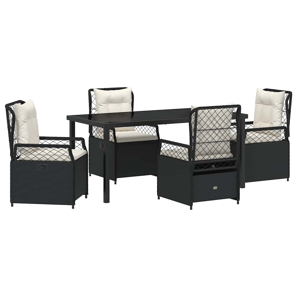 Garden Dining Set 5 pcs Black Poly Rattan