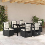 Garden Dining Set 7 pcs Black Poly Rattan
