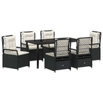Garden Dining Set 7 pcs Black Poly Rattan