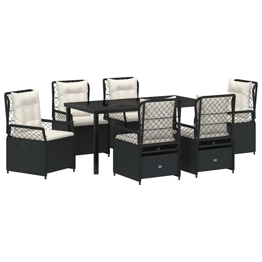 Garden Dining Set 7 pcs Black Poly Rattan