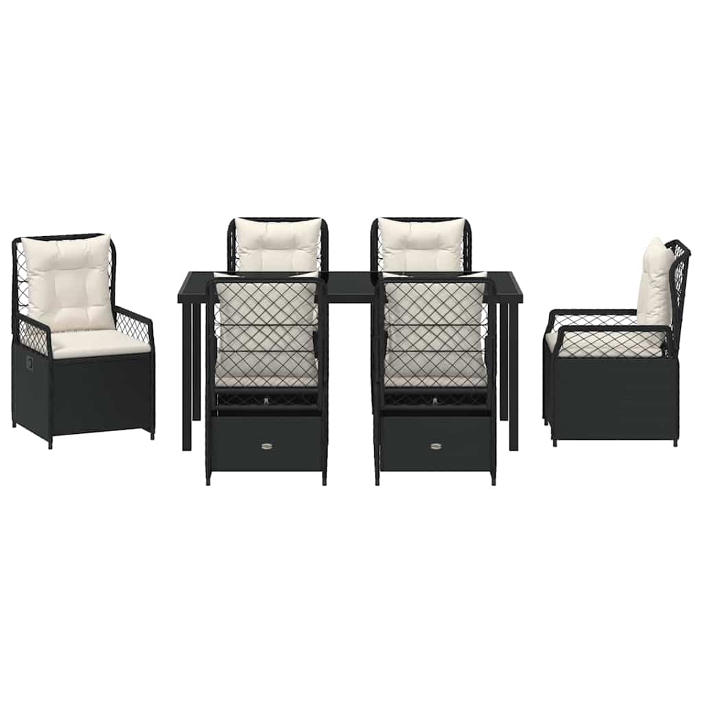 Garden Dining Set 7 pcs Black Poly Rattan