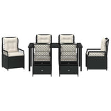 Garden Dining Set 7 pcs Black Poly Rattan - Close-Up Angle