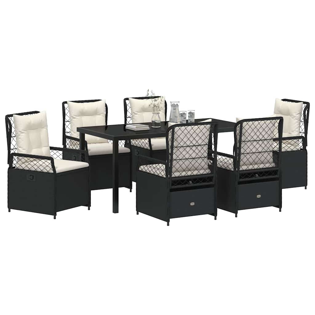Garden Dining Set 7 pcs Black Poly Rattan