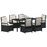 Garden Dining Set 7 pcs Black Poly Rattan