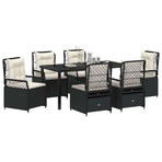 Garden Dining Set 7 pcs Black Poly Rattan