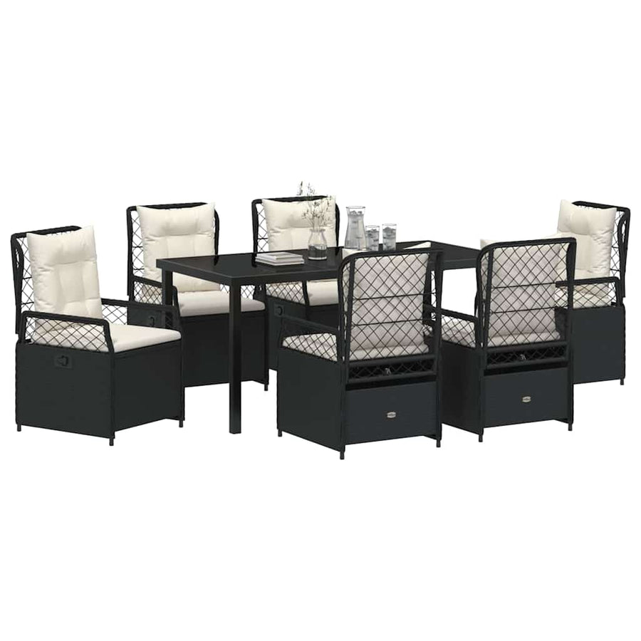 Garden Dining Set 7 pcs Black Poly Rattan