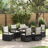 Garden Dining Set 7 pcs Black Poly Rattan