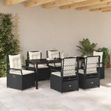 Garden Dining Set 7 pcs Black Poly Rattan