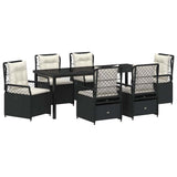Garden Dining Set 7 pcs Black Poly Rattan
