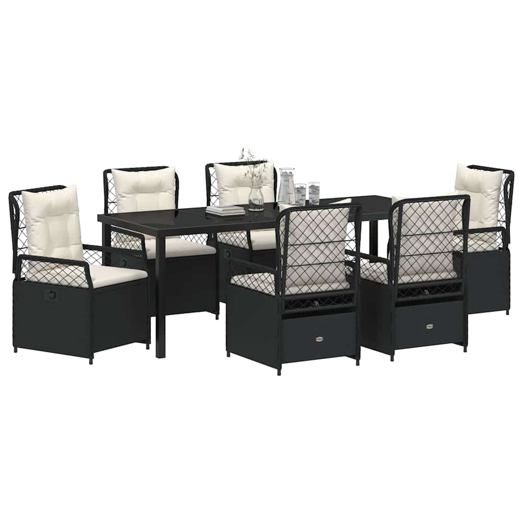 Garden Dining Set 7 pcs Black Poly Rattan