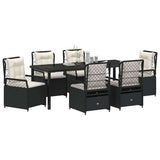 Garden Dining Set 7 pcs Black Poly Rattan