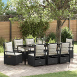 Garden Dining Set 9 pcs Black Poly Rattan