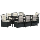 Garden Dining Set 9 pcs Black Poly Rattan