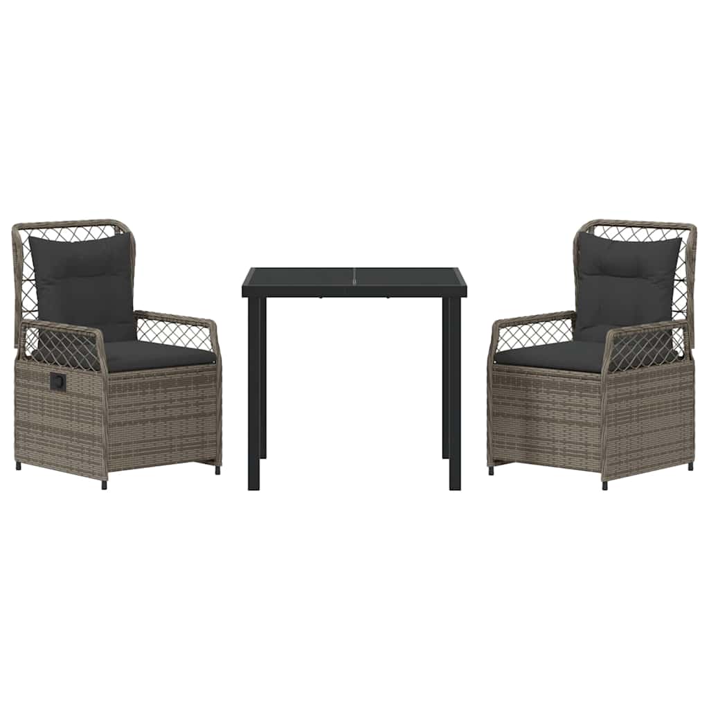 Garden Dining Set 3 pcs Grey Poly Rattan