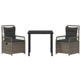 Garden Dining Set 3 pcs Grey Poly Rattan