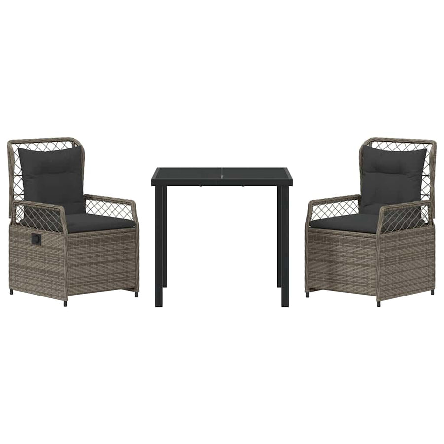 Garden Dining Set 3 pcs Grey Poly Rattan
