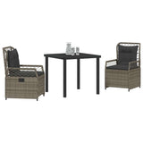 Garden Dining Set 3 pcs Grey Poly Rattan