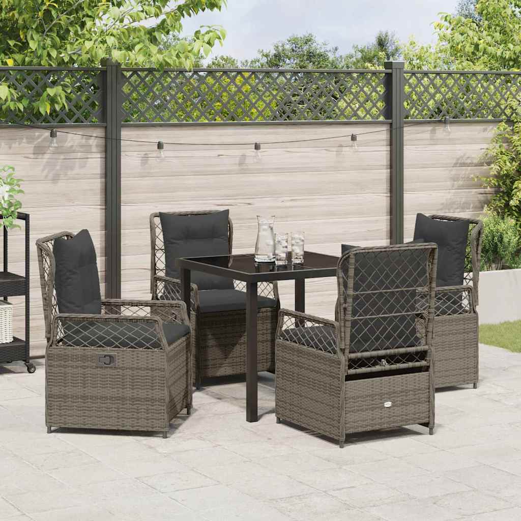 Garden Dining Set 5 pcs Grey Poly Rattan