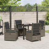 Garden Dining Set 5 pcs Grey Poly Rattan - Top-Down View