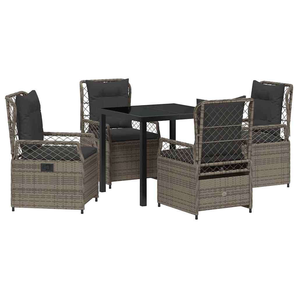 Garden Dining Set 5 pcs Grey Poly Rattan