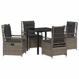 Garden Dining Set 5 pcs Grey Poly Rattan