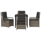 Garden Dining Set 5 pcs Grey Poly Rattan - Close-Up Angle