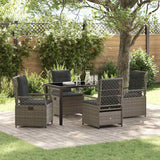 Garden Dining Set 5 pcs Grey Poly Rattan