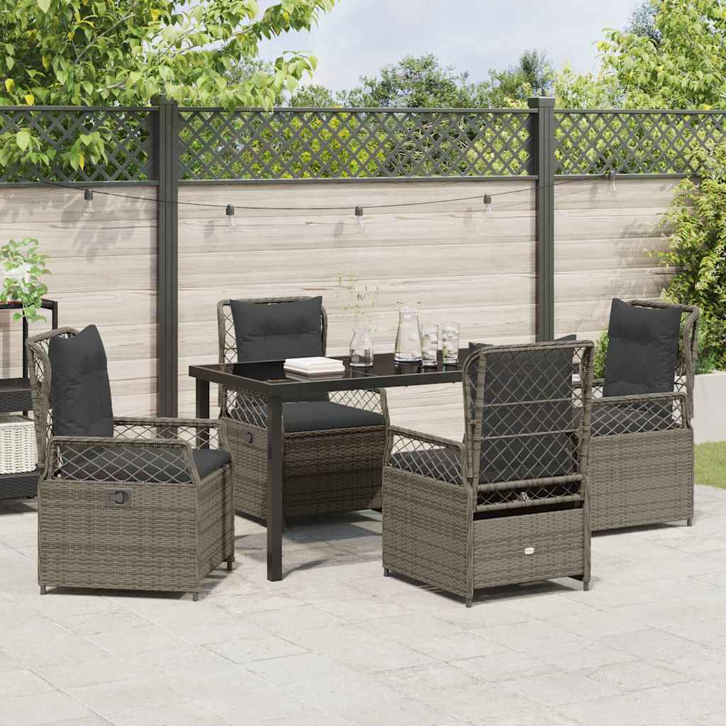 Garden Dining Set 5 pcs Grey Poly Rattan