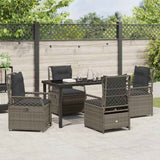 Garden Dining Set 5 pcs Grey Poly Rattan