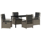 Garden Dining Set 5 pcs Grey Poly Rattan - Front View