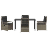Garden Dining Set 5 pcs Grey Poly Rattan - Close-Up Angle