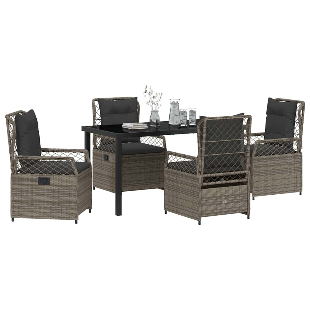 Garden Dining Set 5 pcs Grey Poly Rattan